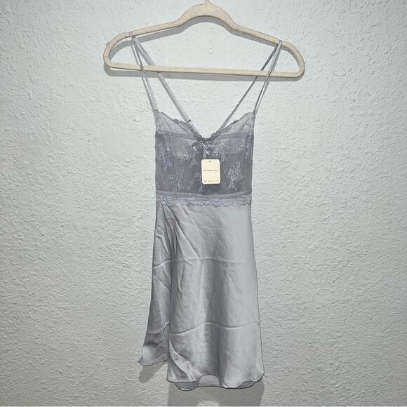 Free People Ready Now Cross Back Lace Mini Slip Dress - Picture 3 of 6